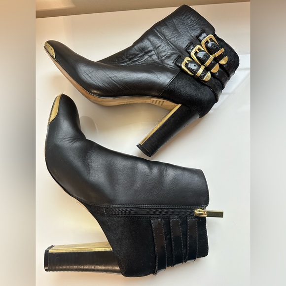 Louise et Cie - Black leather and Fur high heels boots- size 38.5 EU= 8US - Picture 3 of 4